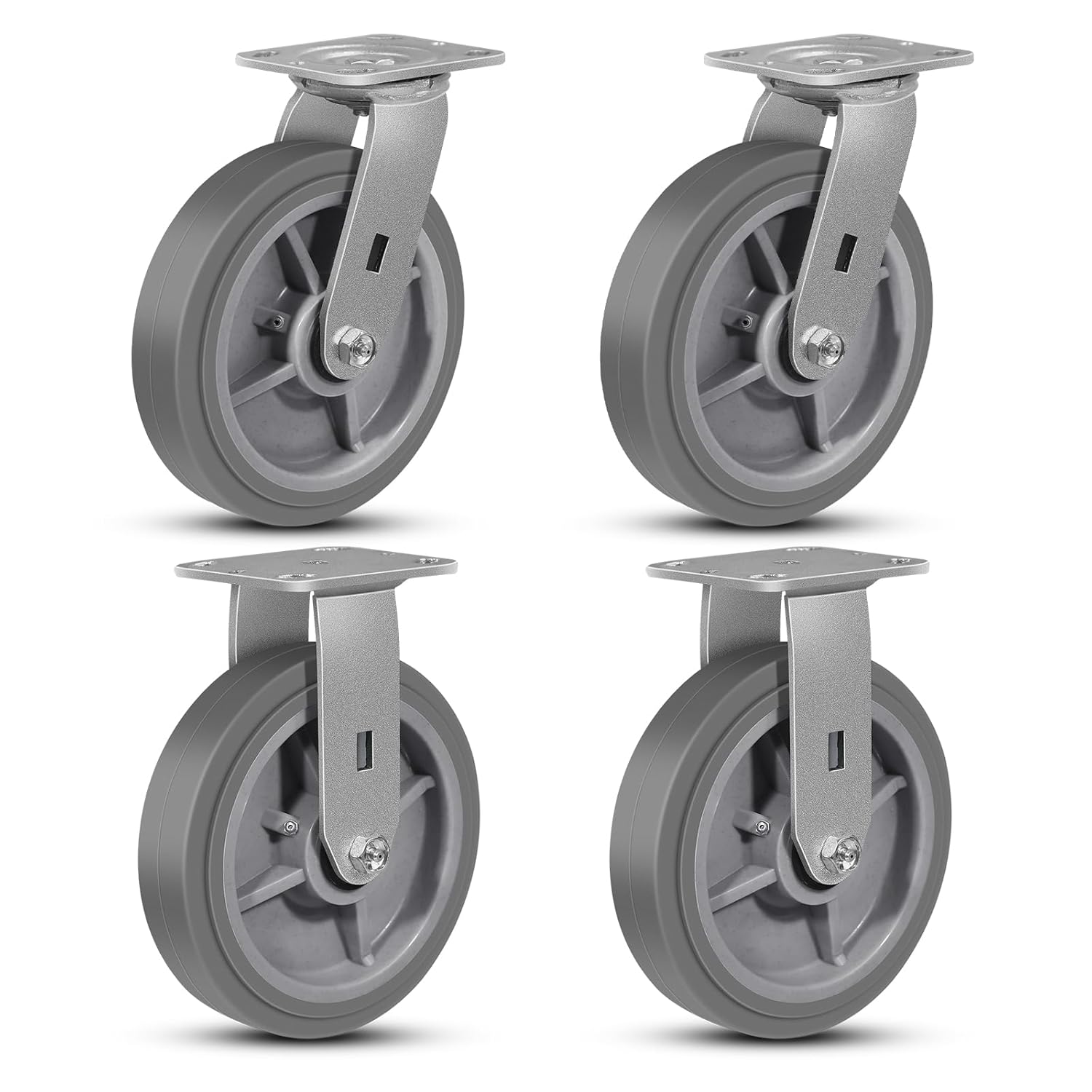 8 Inch Heavy Duty Casters Set of 4 for Smooth Quiet Movement