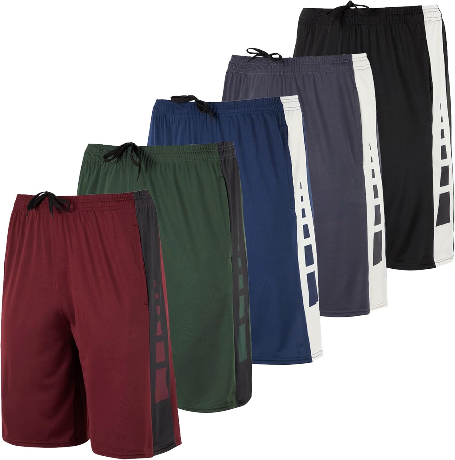 5 Pack Men's Active Quick Dry Fit Shorts for Gym and Casual Wear