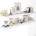 White Floating Shelves 55 in x 12 in - Thick 2 in Heavy Duty Set