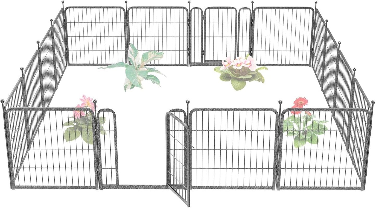 FXW Garden Fence with Door - Heavy Duty Metal Dog Barrier