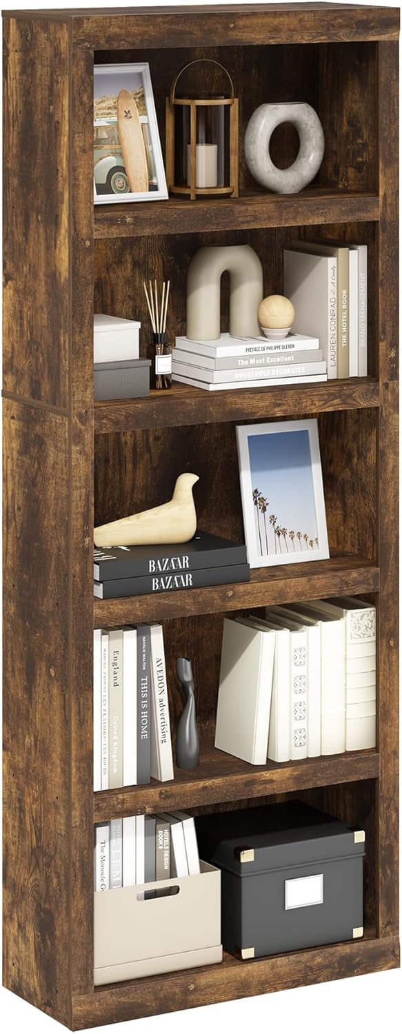 Furinno Rail 5-Tier Open Shelf Bookcase for Modern Spaces