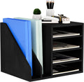 Wood Desk Organizer File Holder - Adjustable Desktop Mail Sorter