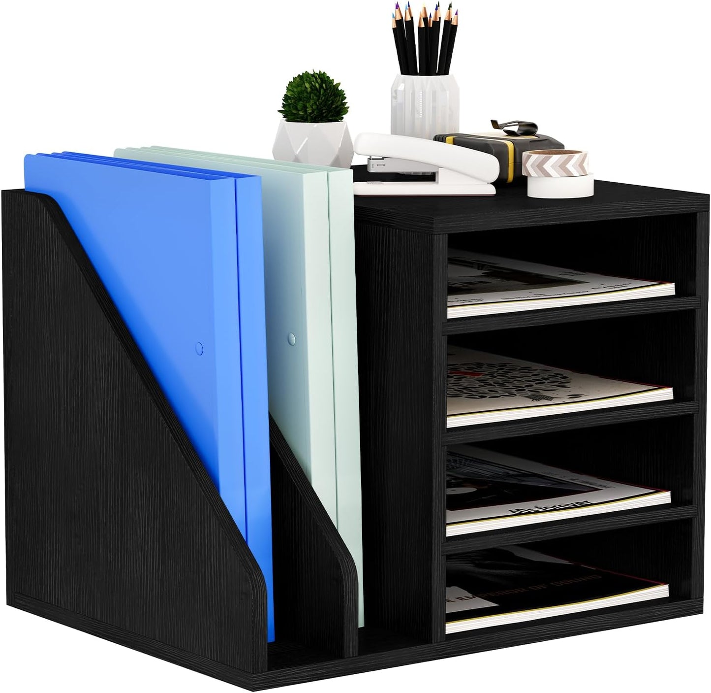 Wood Desk Organizer File Holder for Home and Office Use