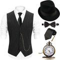 1920s Mens Gatsby Gangster Vest Set - Fedora, Watch & Bow Tie