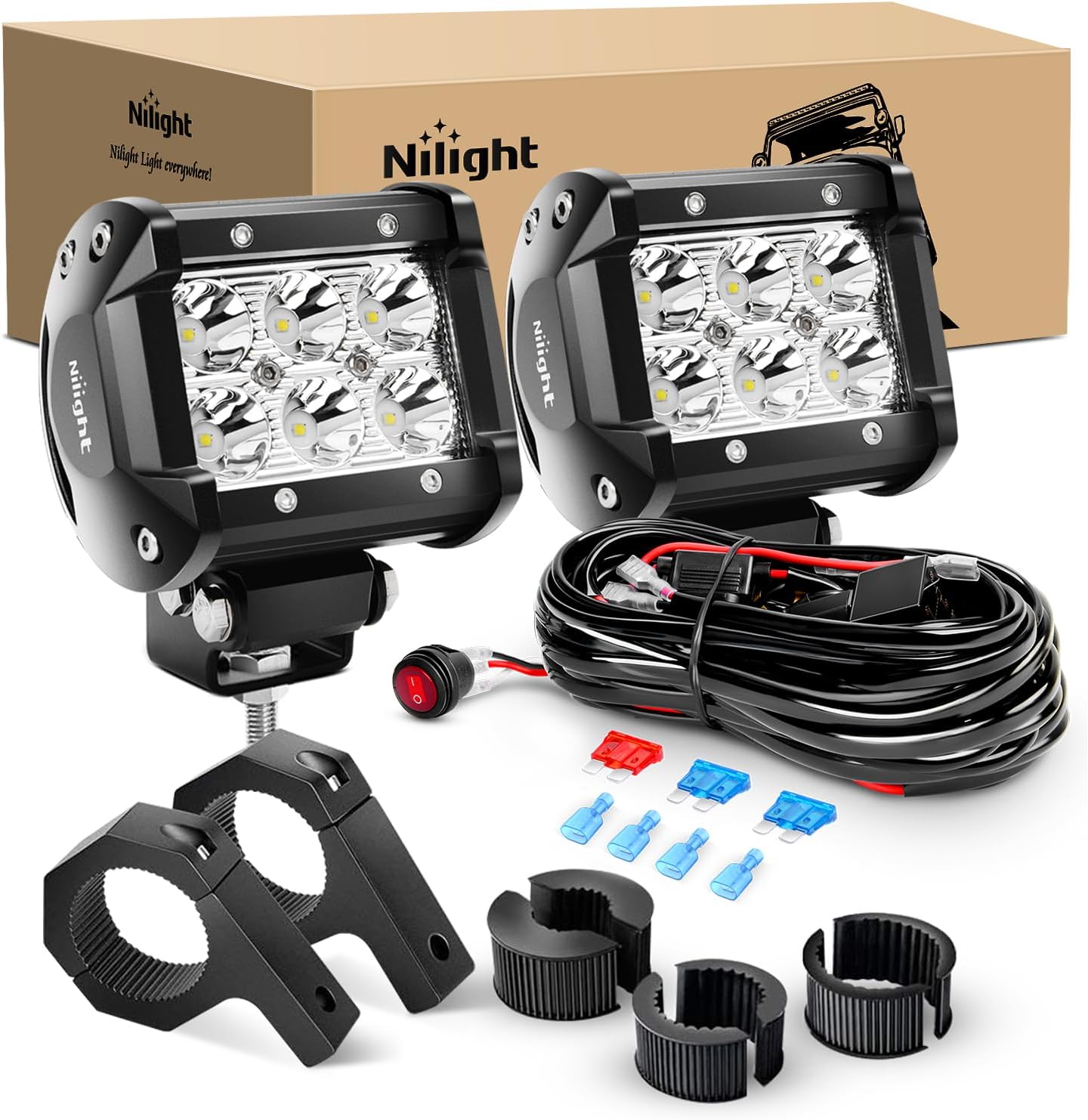 Nilight ZH059 4 Inch 18W Spot LED Light Mounting Bracket Kit