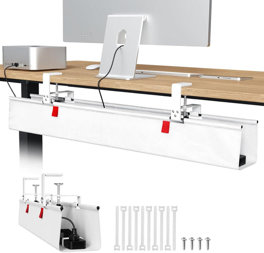 Univivi No Drill Under Desk Cable Management Tray for Easy Setup