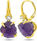Real Raw Crystal Drop Earrings - Genuine Birthstone Gold Drop Handmade