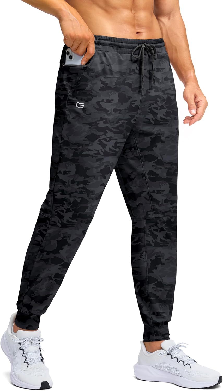 Fleece Lined Athletic Pants for Men - Warm Joggers with Zipper Pocket