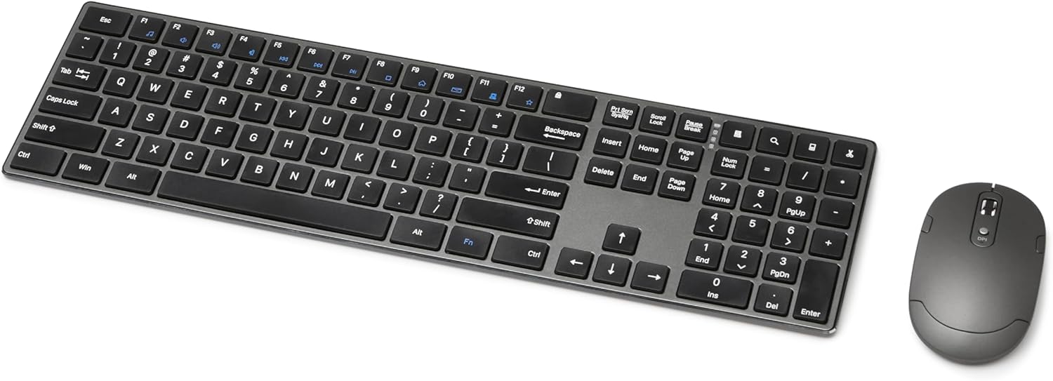 Basics Rechargeable Wireless Keyboard & Mouse - Quiet & Ultra Slim