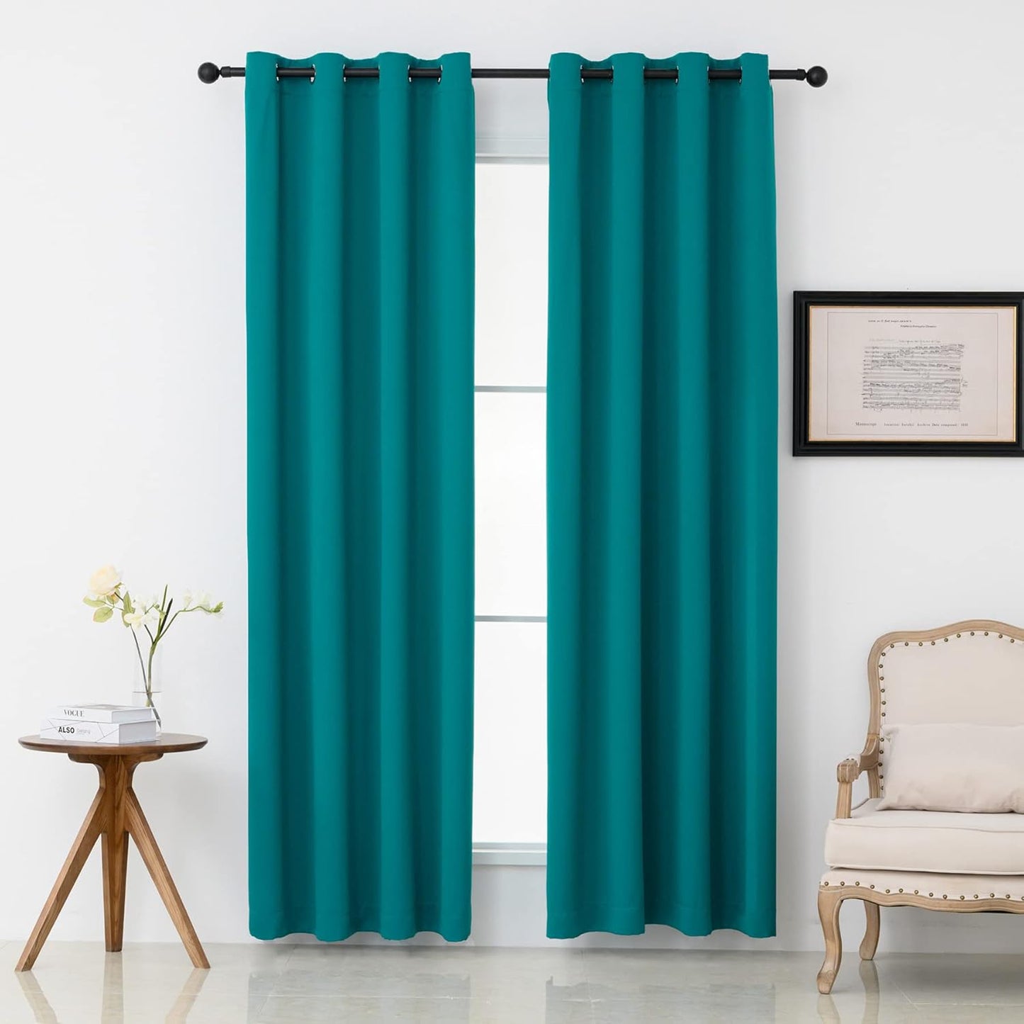 Pickluc Teal Blackout Curtains for Light Blocking and Privacy