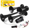 FARBIN 12V/24V Air Horn 150DB 4 Trumpet Super Loud - Compact Train