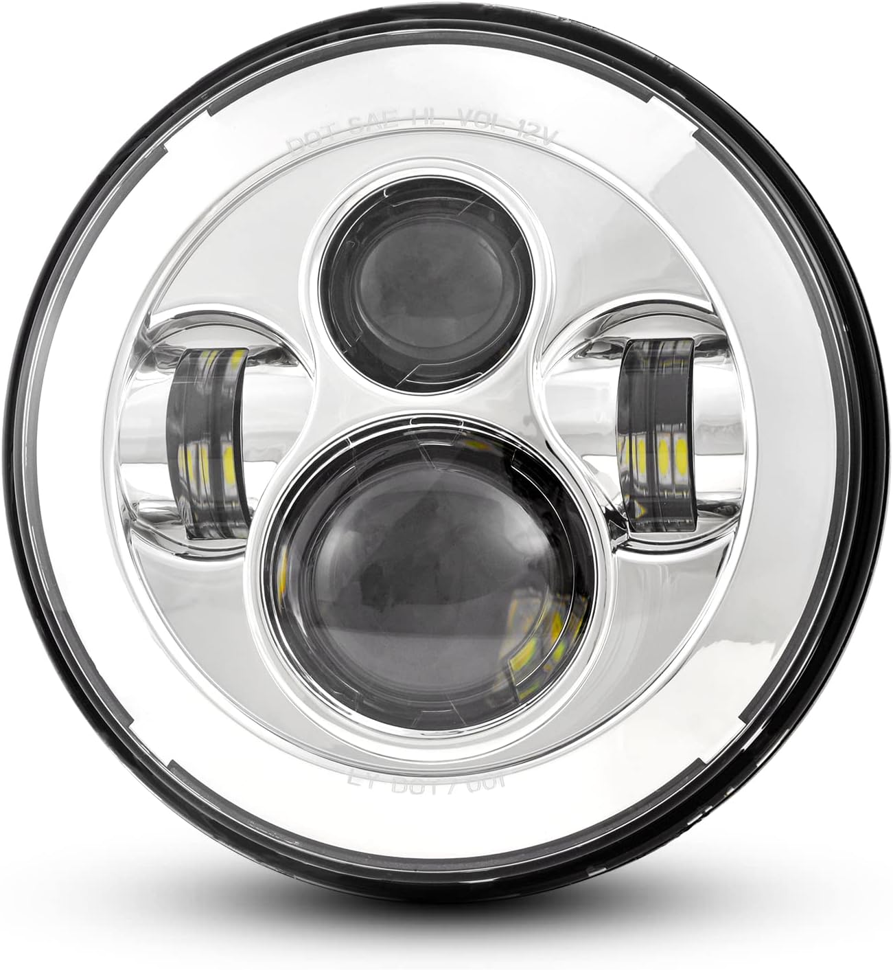 7Inch Chrome LED Headlight for Harley and Yamaha Motorcycles