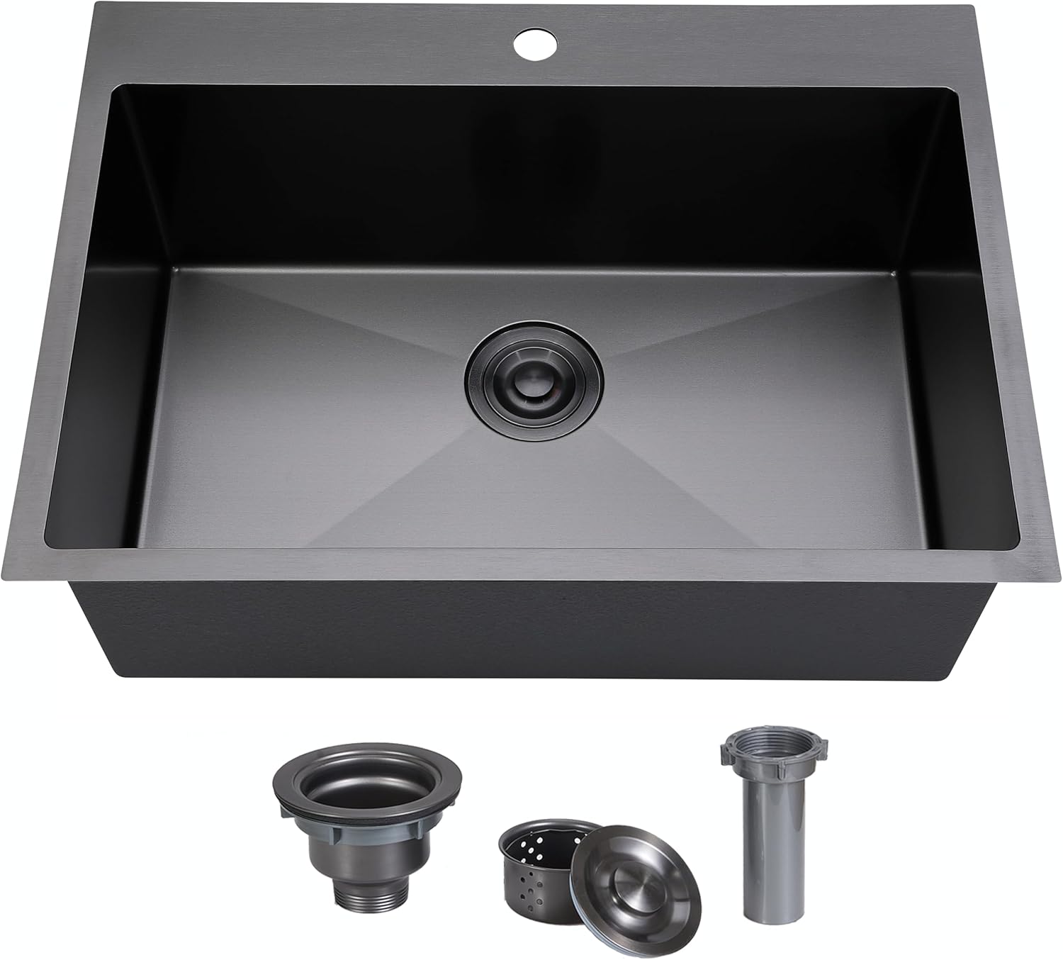 33x22 Black Drop In Kitchen Sink - Large Gunmetal Farmhouse Sink