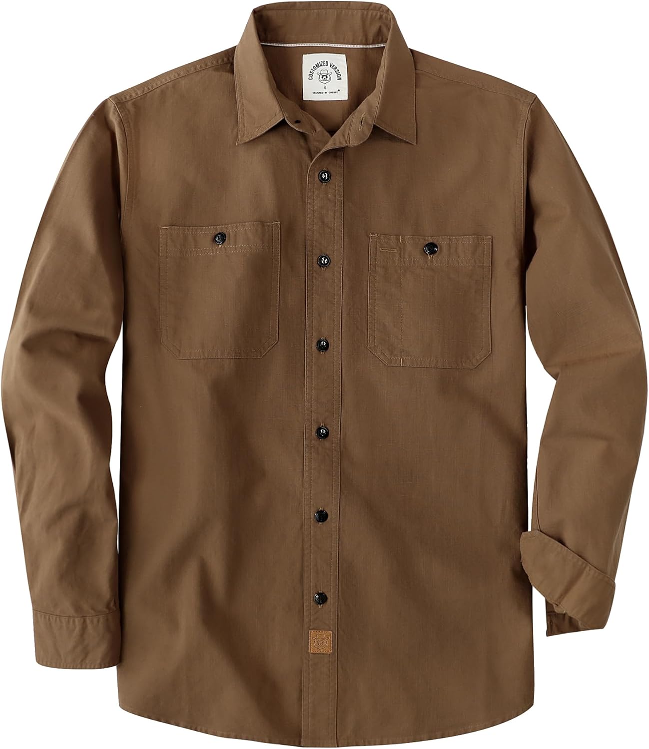 Dubinik Chambray Shirt Men Long Sleeve Cotton Work Shirts