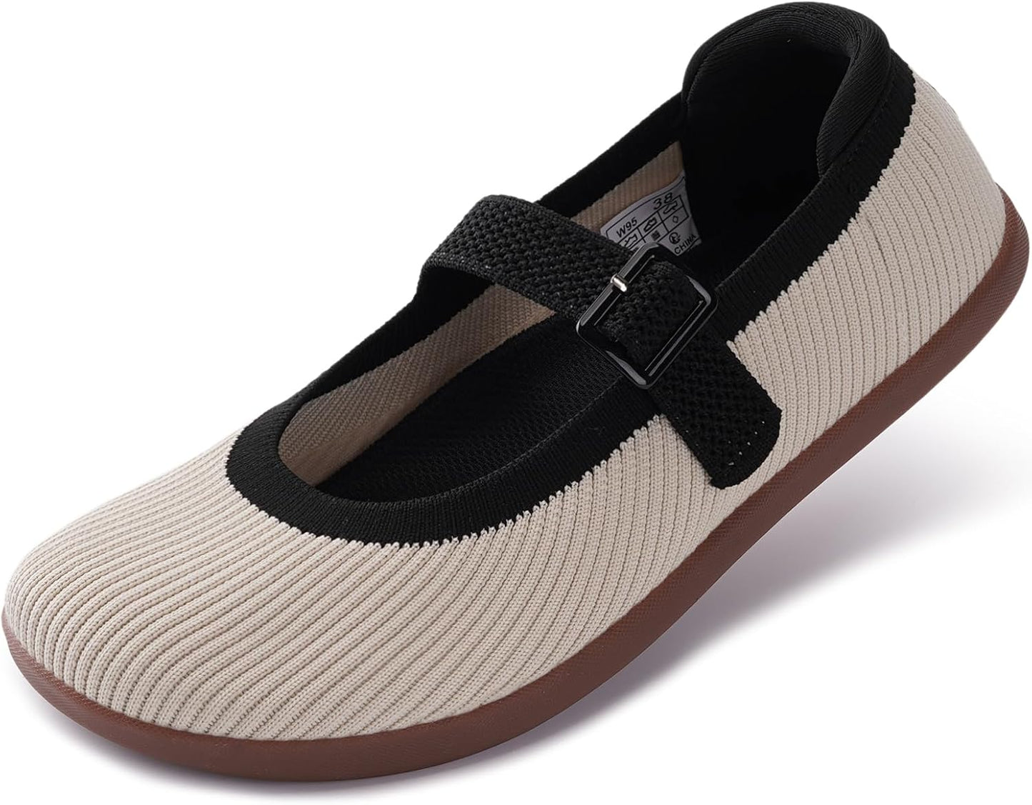 WHITIN Womens Wide Toe Box Barefoot Mary Jane Flats for Comfort