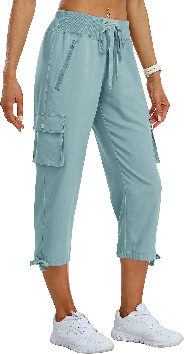 MoFiz Women's Cargo Capris Pants for Hiking and Casual Wear