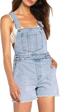 Pink Queen Women's Denim Shortalls High Waist Bib Jeans Overalls soft