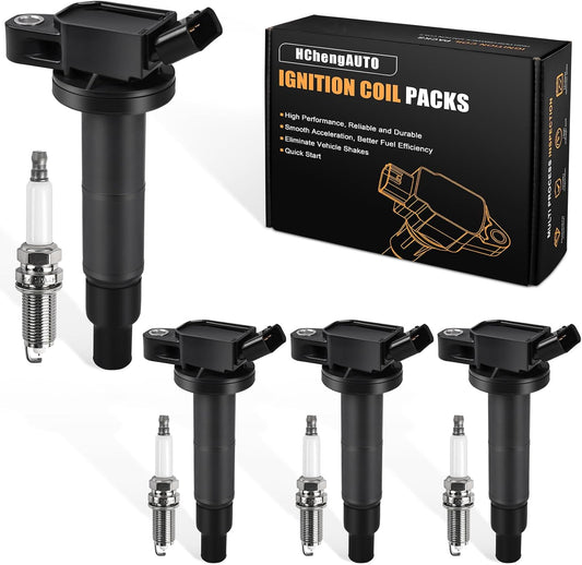 4pcs Ignition Coil & Spark Plug Set for Toyota Models 2002-2009