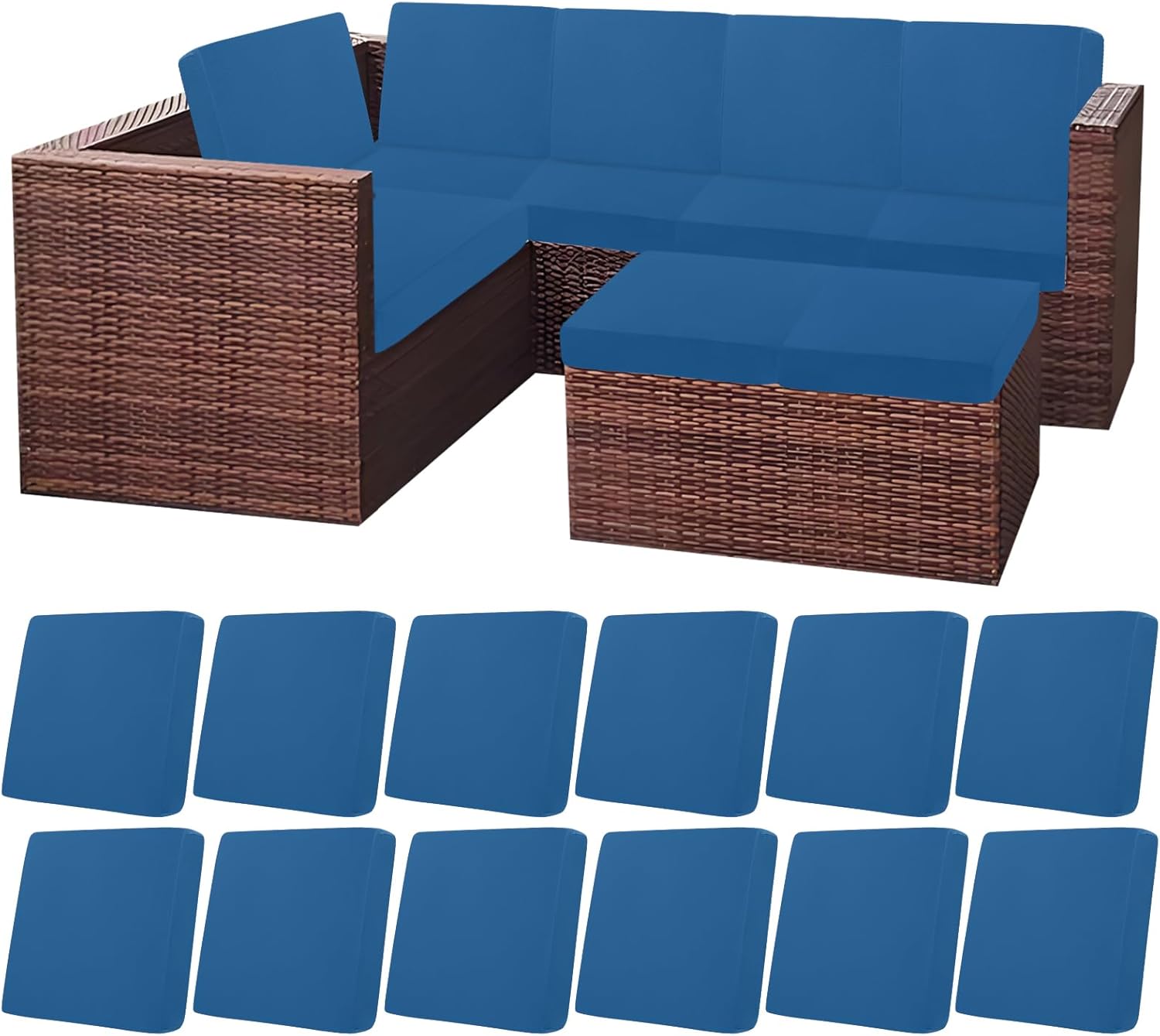 HEBE Outdoor Patio Cushion Covers Set of 12 Waterproof Stretch