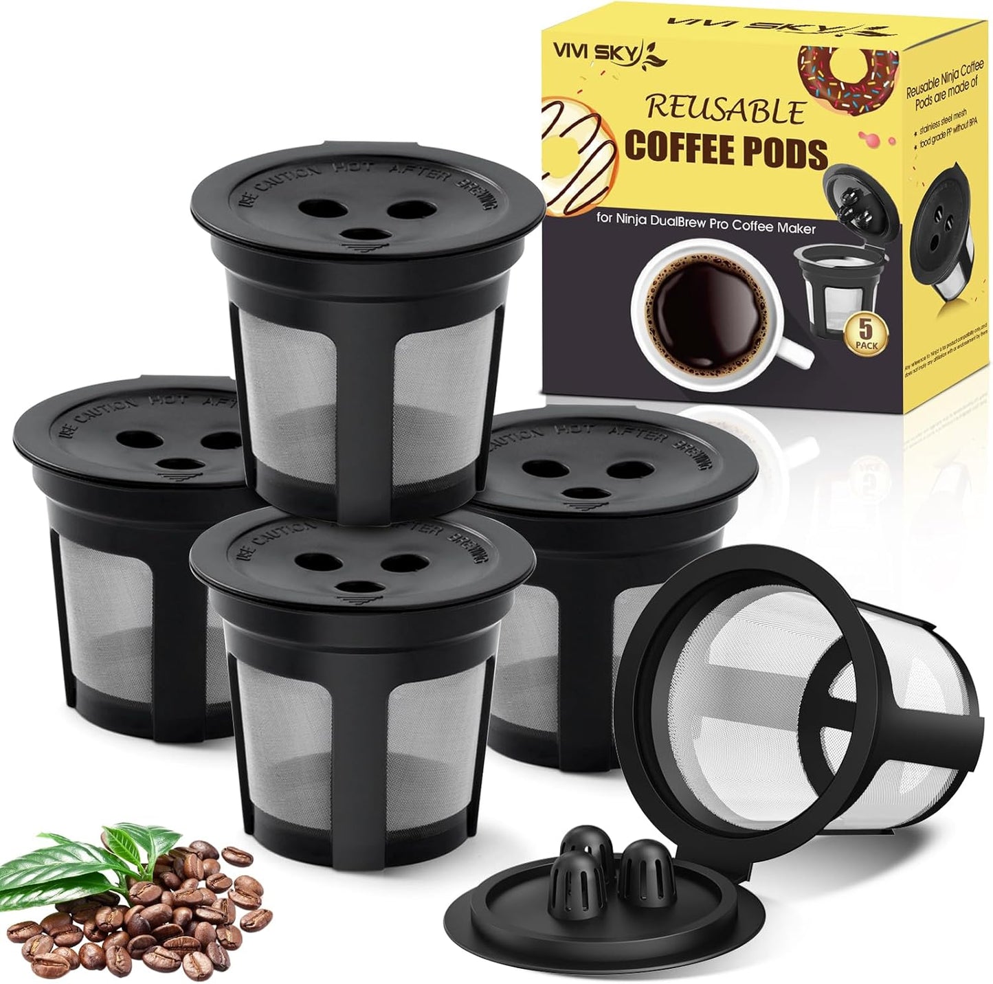 5 Pack Ninja Reusable Coffee Pods: Eco-Friendly Refillable K Cups