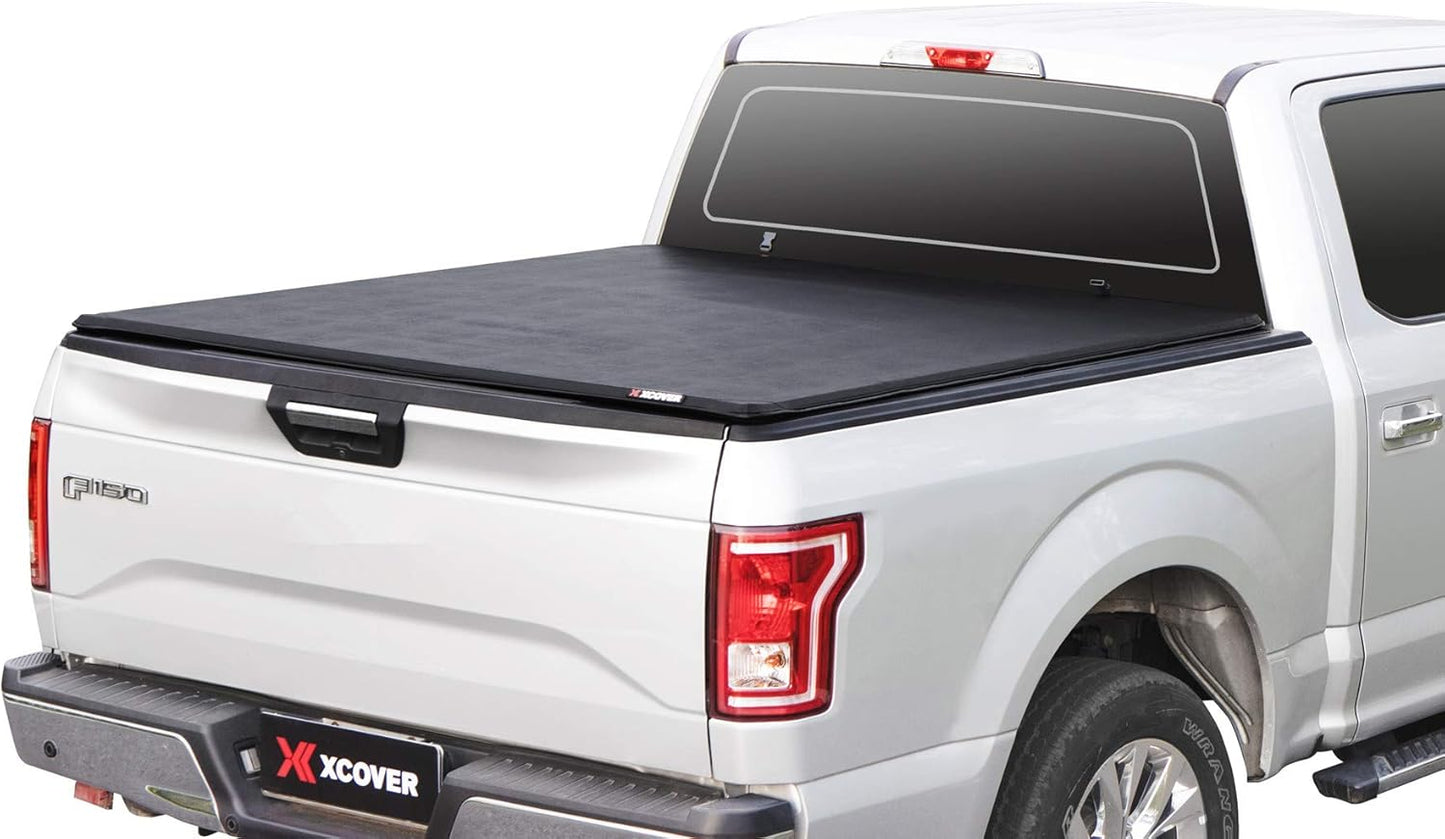 X XCOVER Soft Locking Roll Up Tonneau Cover for F150 6.5 Ft Bed
