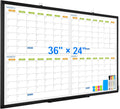 36 in x 24 in Magnetic Dry Erase Calendar Whiteboard - Double-Sided