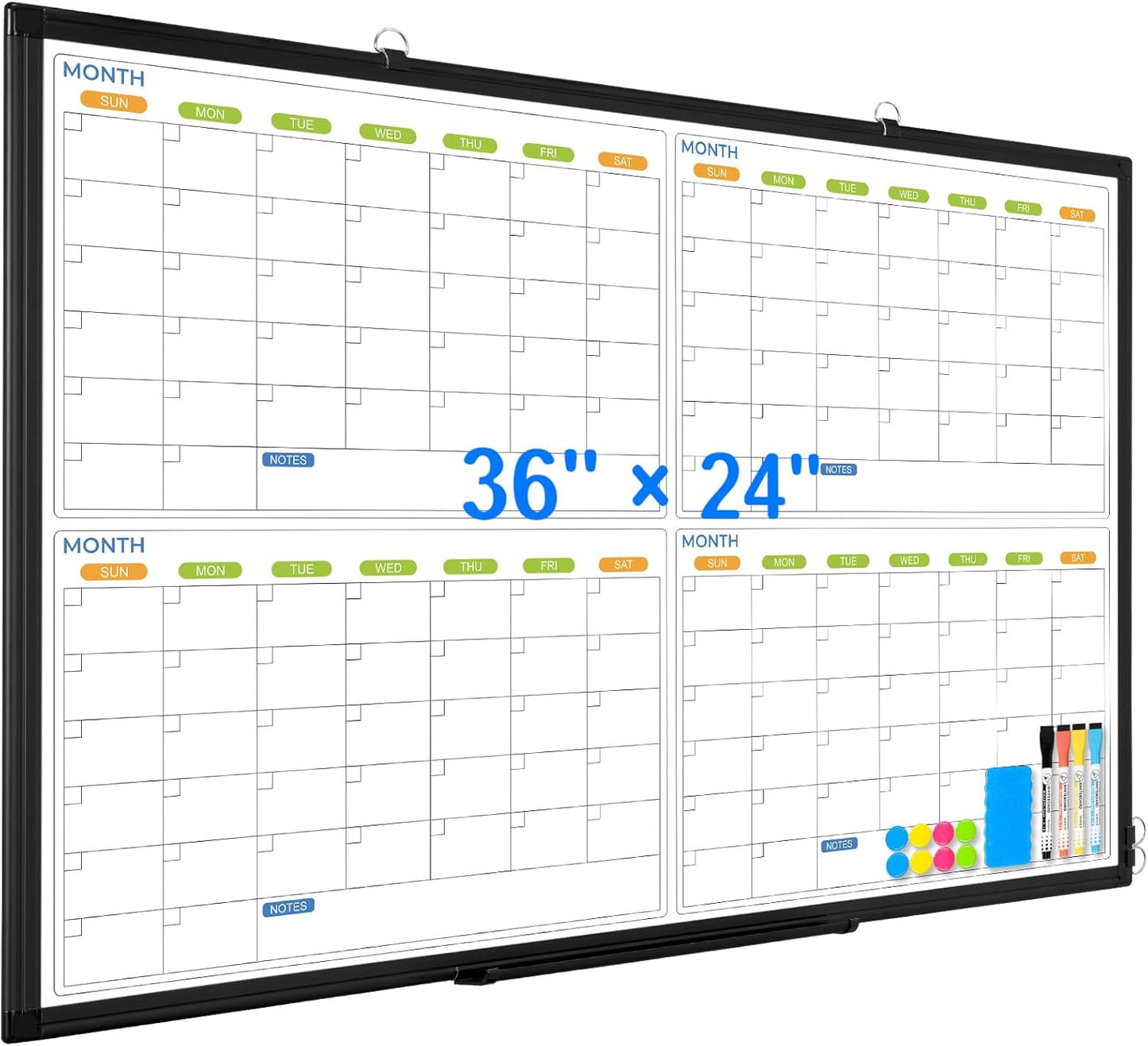 36in x 24in Magnetic Dry Erase Calendar for Home and Office