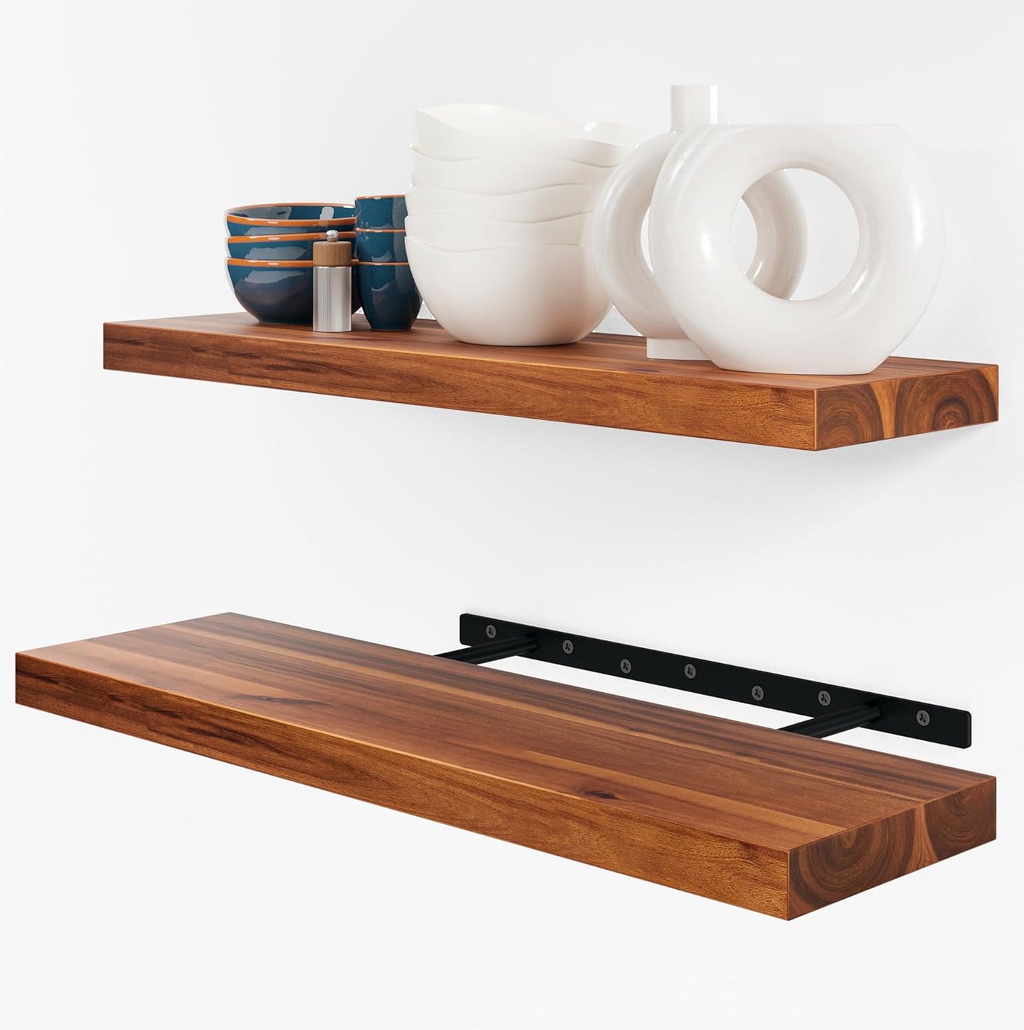 BATODA Set of 2 24in Acacia Wood Floating Shelves for Home Decor