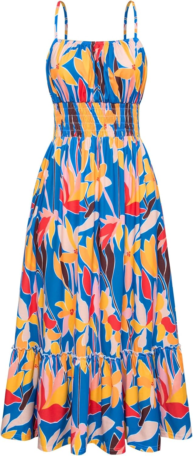 Grace Karin Womens Summer Maxi Dress with Pockets and Floral Print