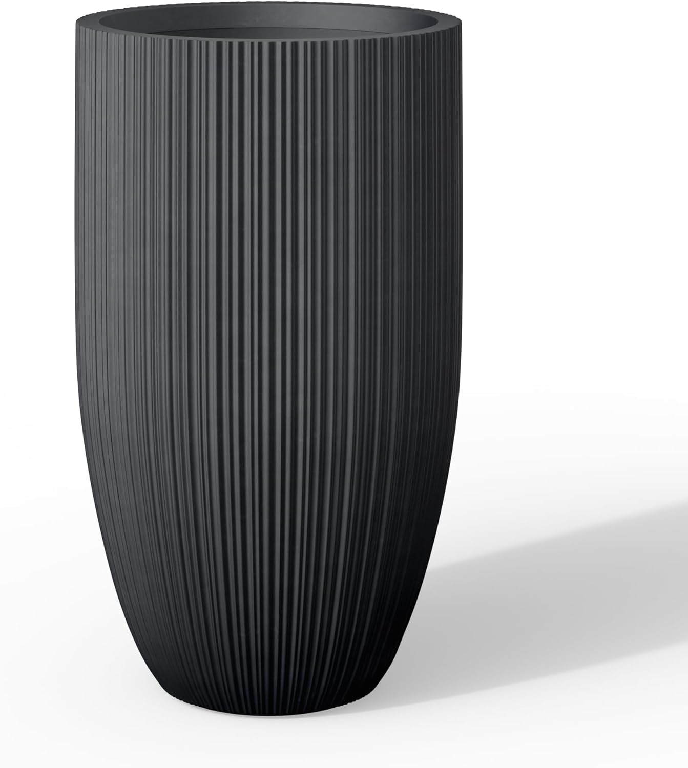 Kante 24 Inch Tall Round Concrete Planter for Indoor Outdoor Use