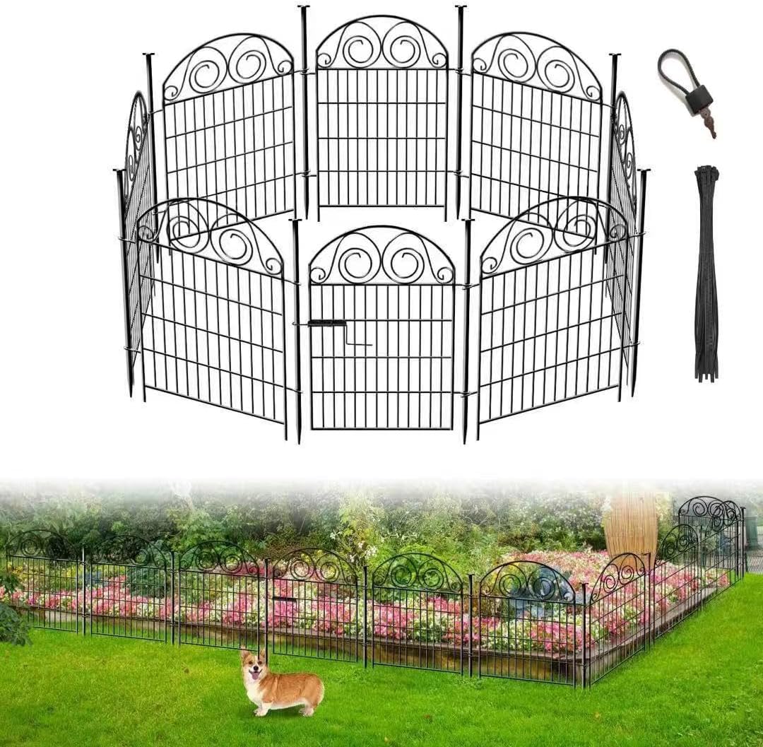 Tall Garden Fence Animal Barrier with Gate for Dogs and More
