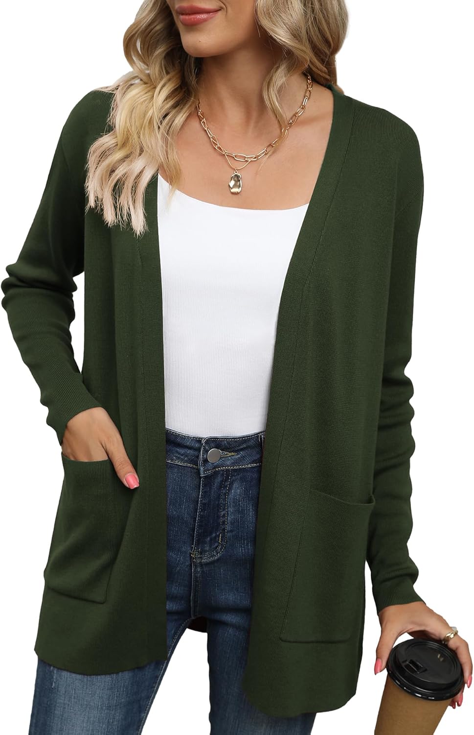 LILBETTER Womens Casual Lightweight Long Sleeve Cardigan Sweater