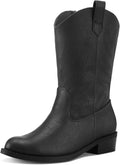 K KomForme Cowboy Boots for Girls and Boys - Comfortable Western PU
