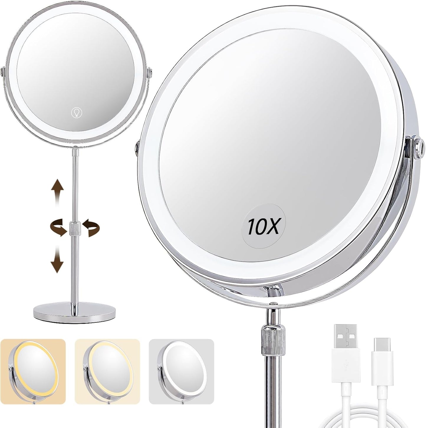 1X/10X Magnifying Makeup Mirror with Lights for Perfect Beauty