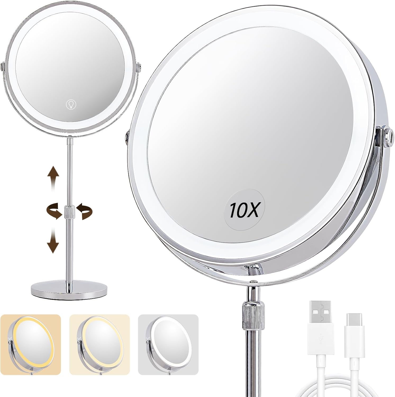 1X/10X Magnifying Makeup Mirror with Lights for Perfect Beauty