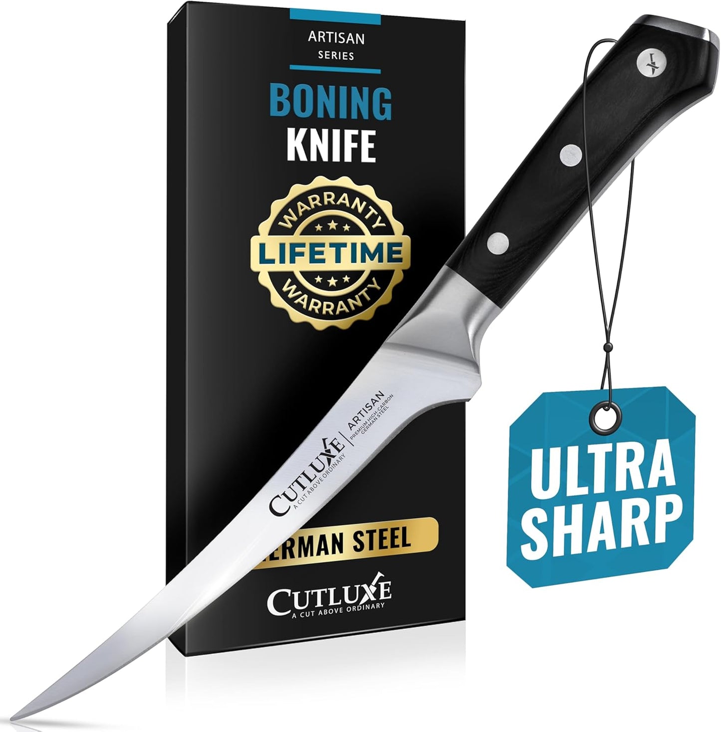 Cutluxe 6in Boning Knife - Razor Sharp High Carbon Steel Blade