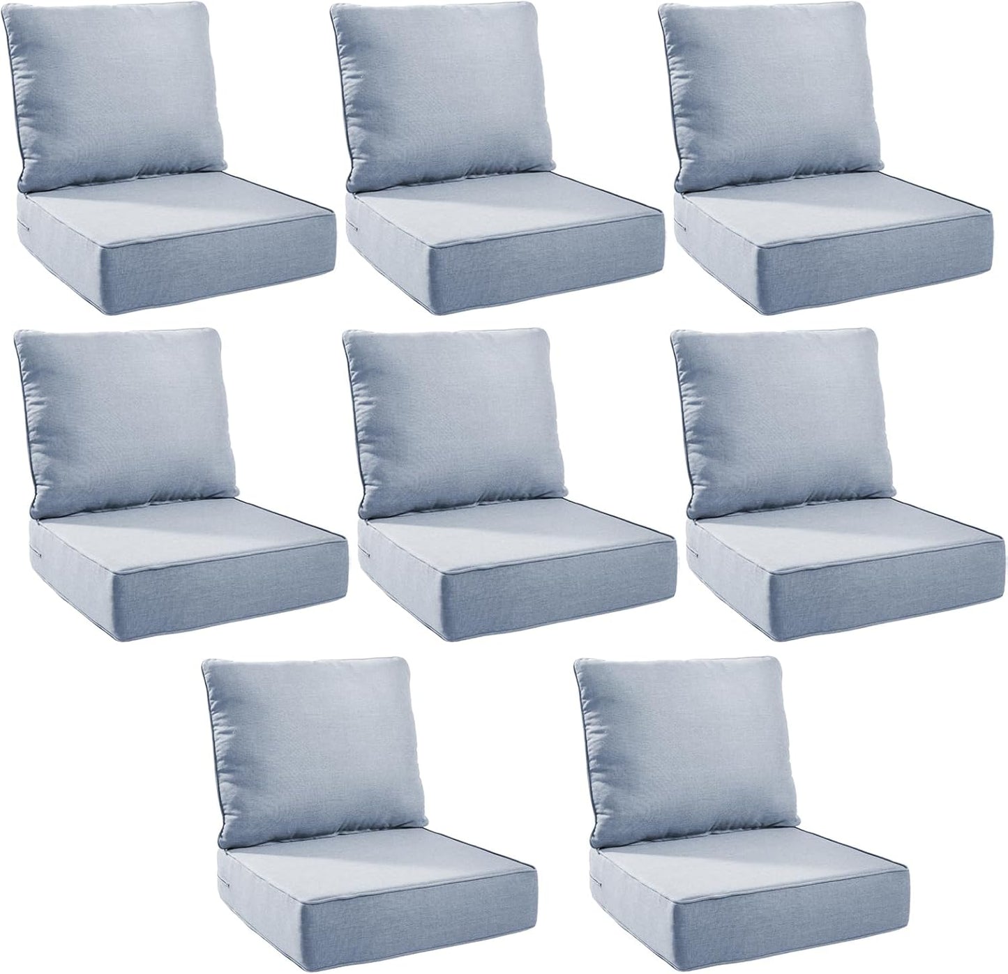 Outdoor Cushion Set for Patio Furniture - 8-Pack Baby Blue