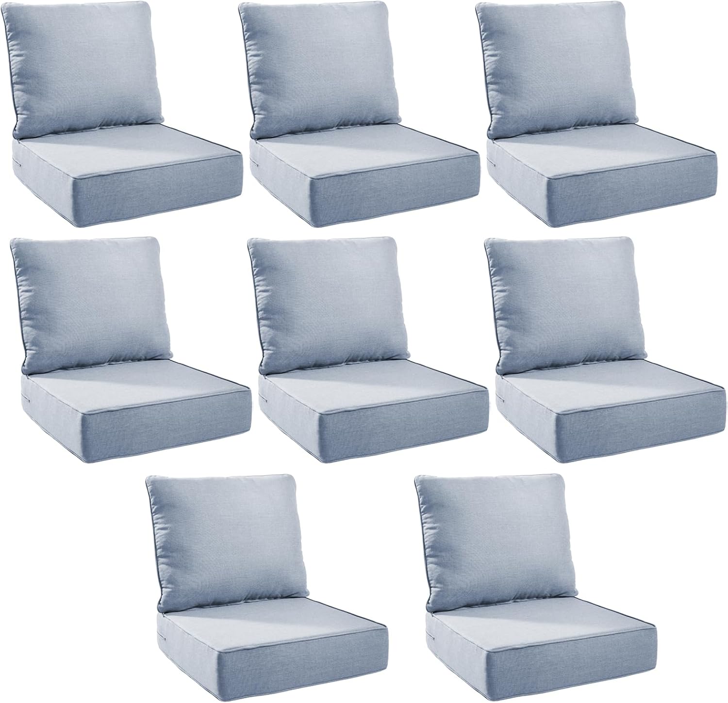 Outdoor Cushion Set for Patio Furniture - 8-Pack Baby Blue