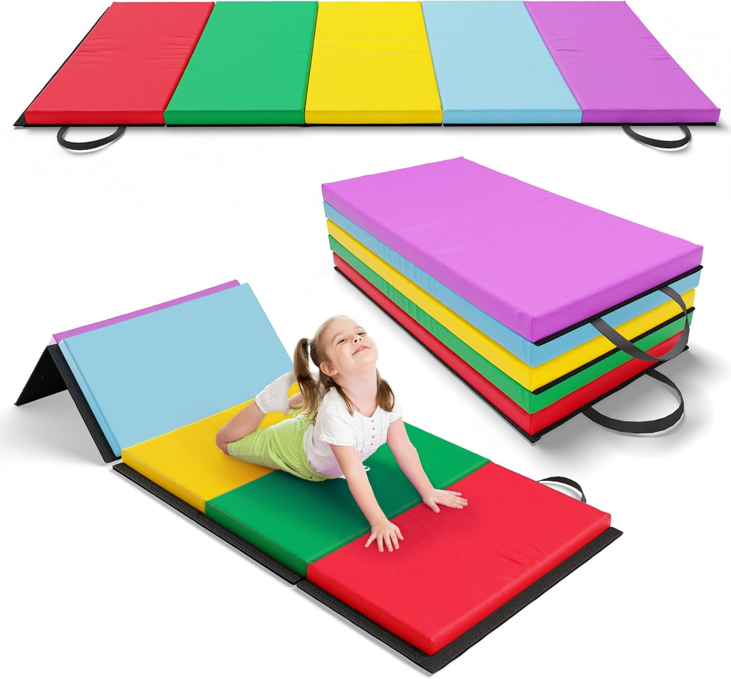 Folding Rainbow Gym Mats for Kids