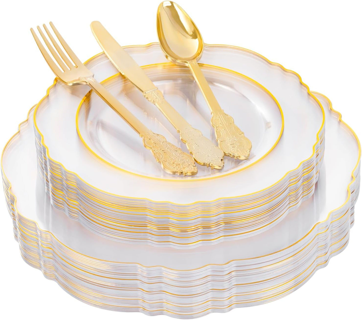 125PCS Thanksgiving Plastic Plates for Elegant Party Dining