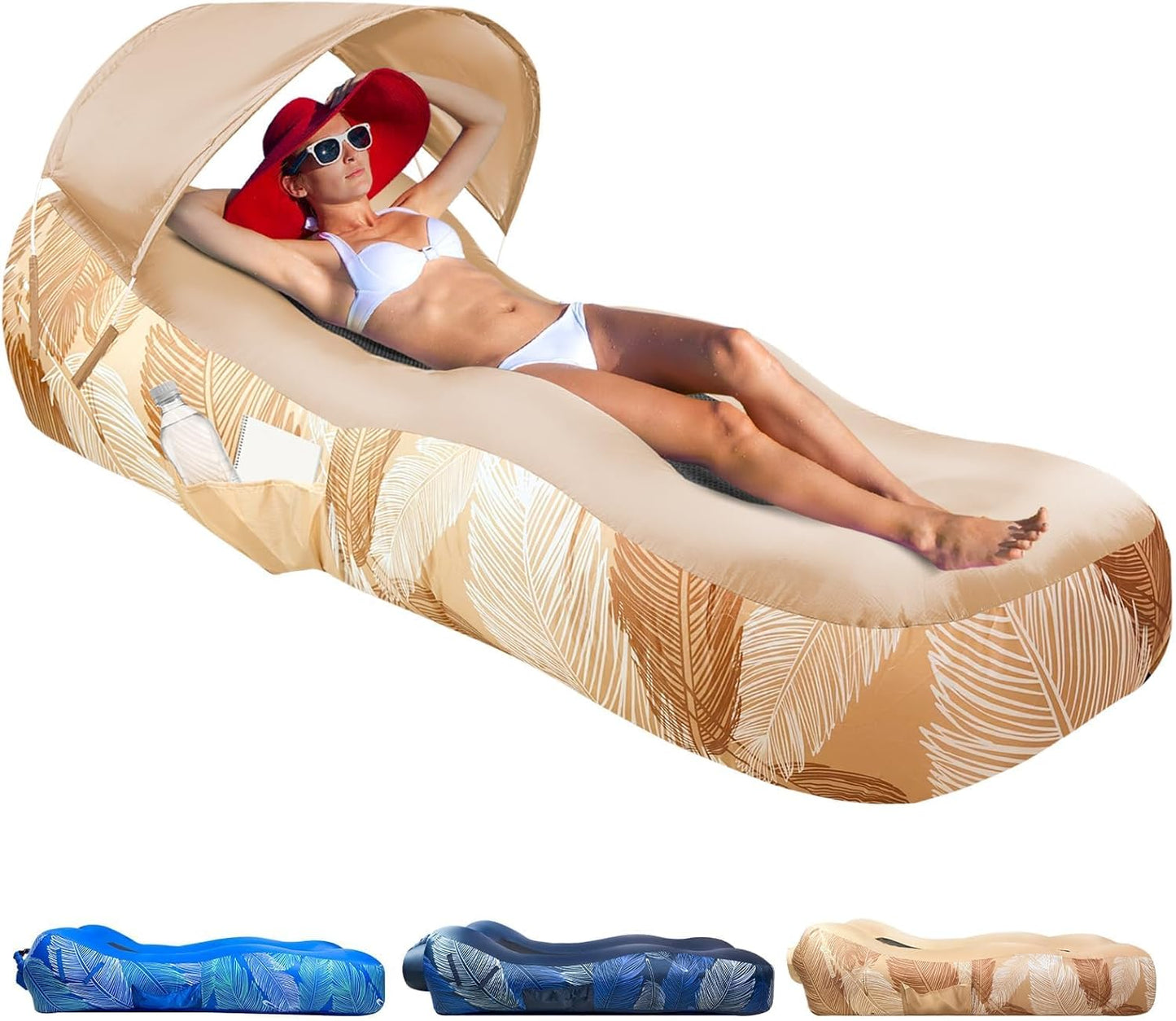 Inflatable Lounger Air Sofa with Sun Shade for Outdoor Fun