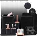 Black Ombre Bathroom Accessory Set with Shower Curtain and Rugs
