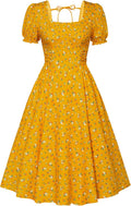 Belle Poque Vintage Dress 1950s Square Neck Puff Sleeve - Flattering