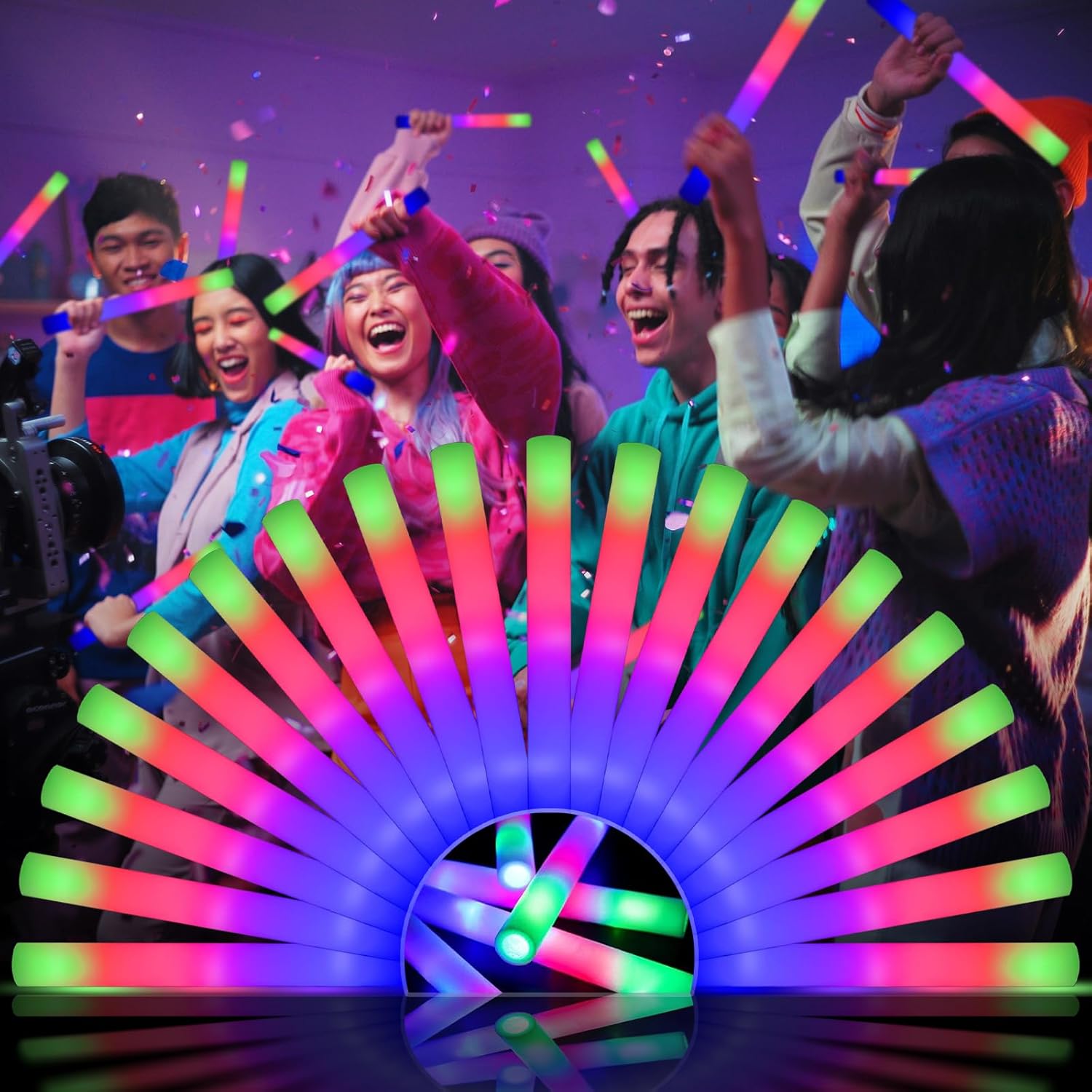 48 PCS LED Foam Glow Sticks for Colorful Party Supplies