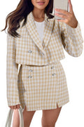 Cicy Bell Womens Cropped Tweed Blazer Set and Mini Skirt Suit - Chic