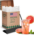2000 PCS Individually Wrapped Black Plastic Straws 10.25in - Sanitary