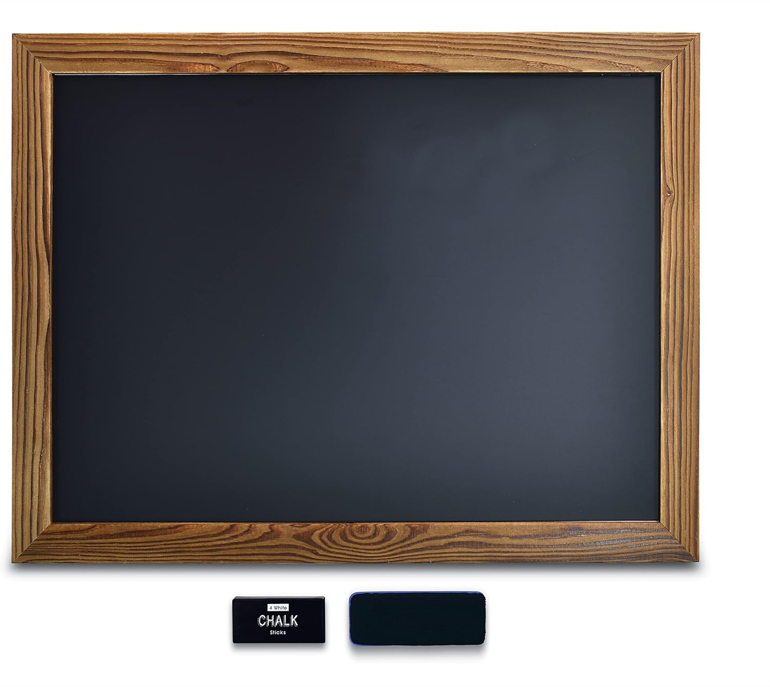 Large Magnetic Chalkboard - Rustic Wood Frame - Versatile Mounting - Chalk & Eraser Included