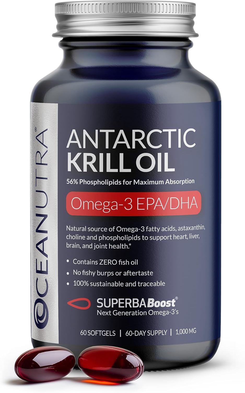 100% Pure Organic Krill Oil 1000mg for Heart and Skin Care