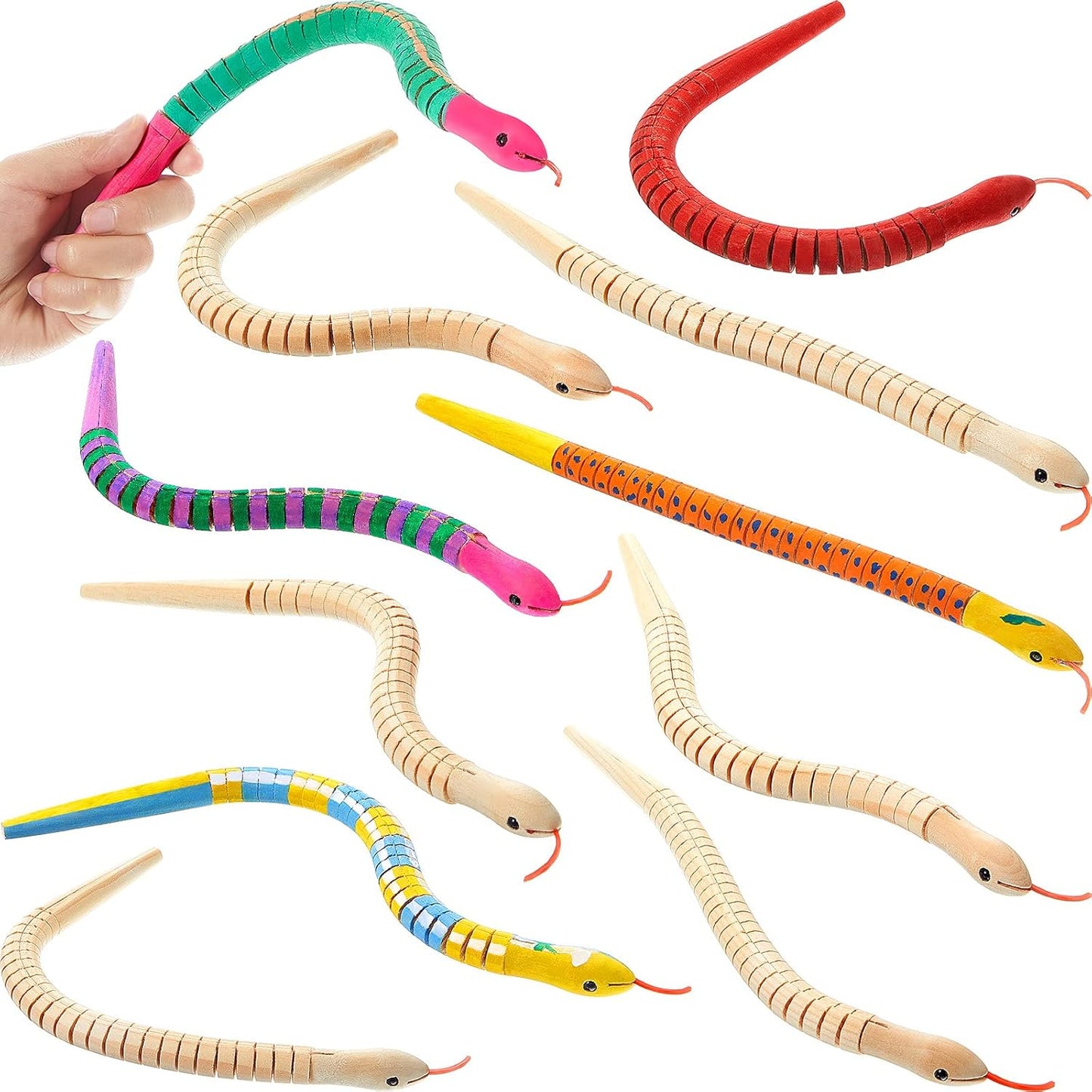 12 Inch Wooden Snakes for Arts and Crafts Fun and Creativity