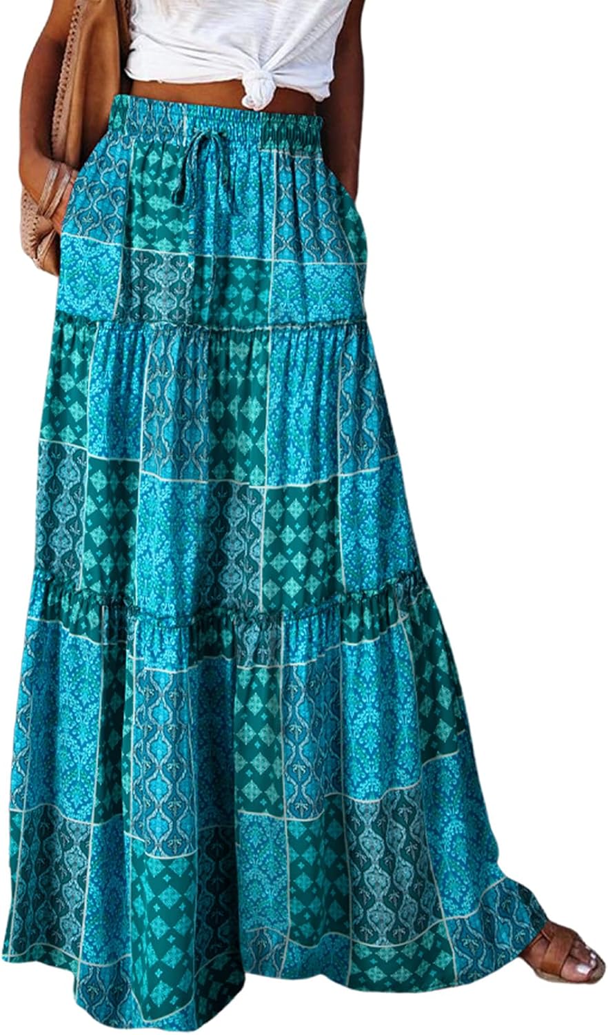 Boho Floral Print Maxi Skirt for Women - Trendy and Elegant
